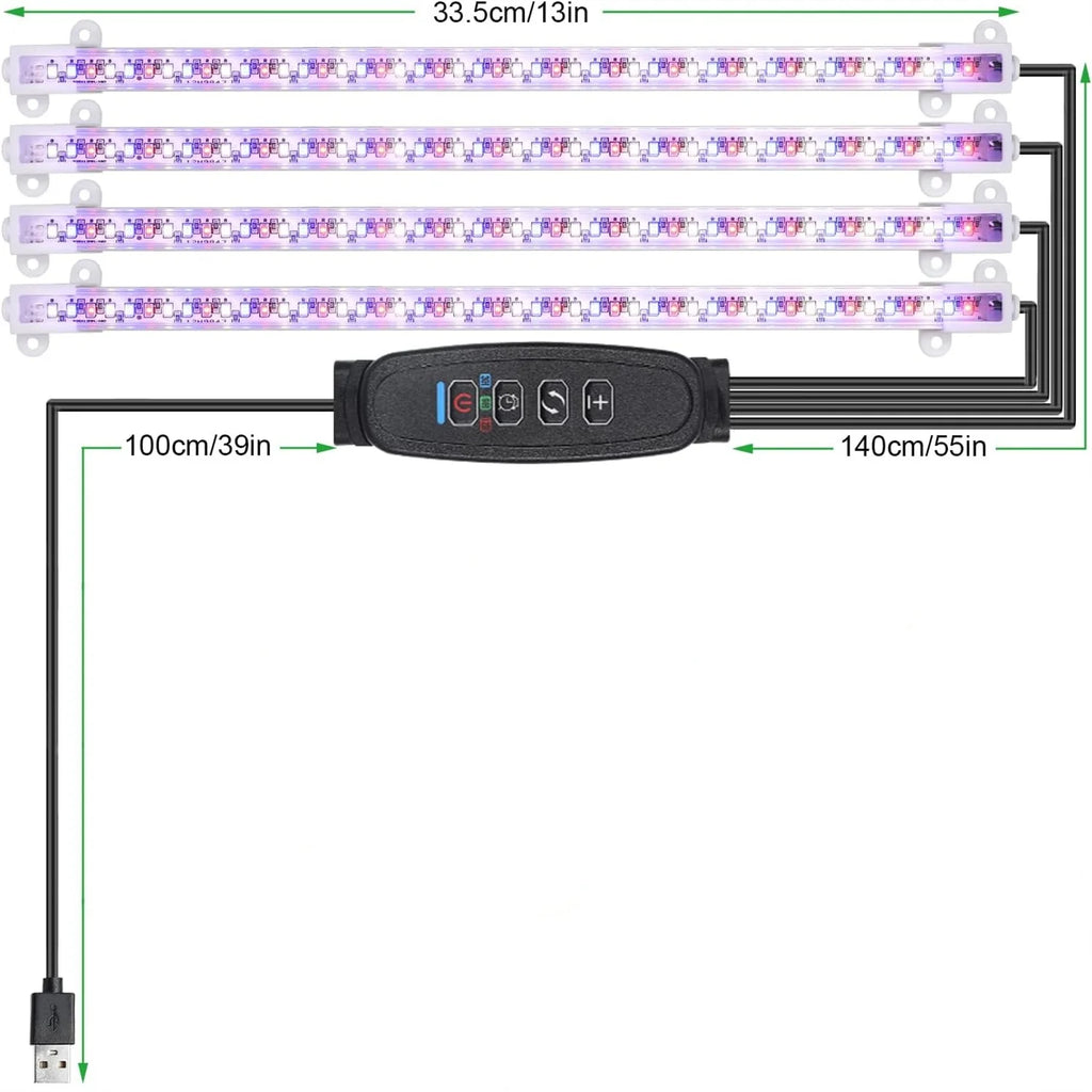 Lámpara LED de Cultivo USB 5V – 3 Colores, Regulable, Full Spectrum, Hidropónica