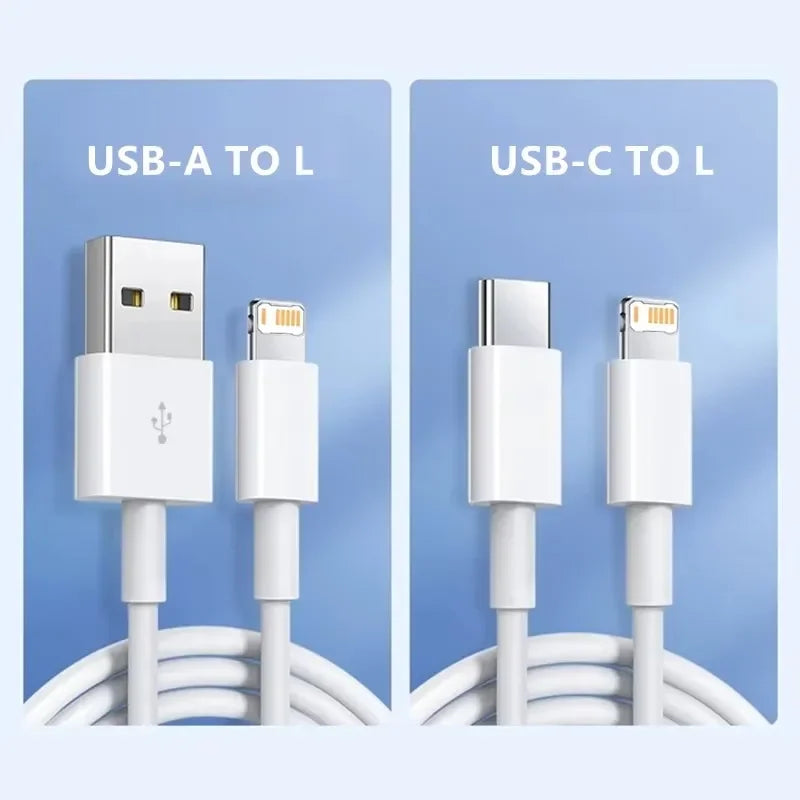 Cable Lightning iPhone Carga Rápida 3A – USB-A o USB-C | 1m, 1.5m, 2m
