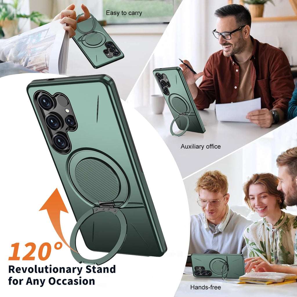 Funda con Soporte Magnético 360° para Samsung Galaxy S22-S25 – Antigolpes y Compatible con MagSafe