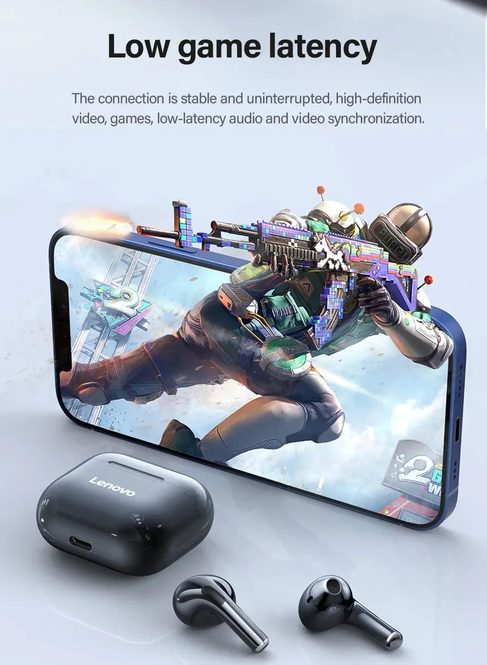 Auriculares Inalámbricos Lenovo LP40 – Bluetooth 5.3 con Micrófono y Estuche de Carga