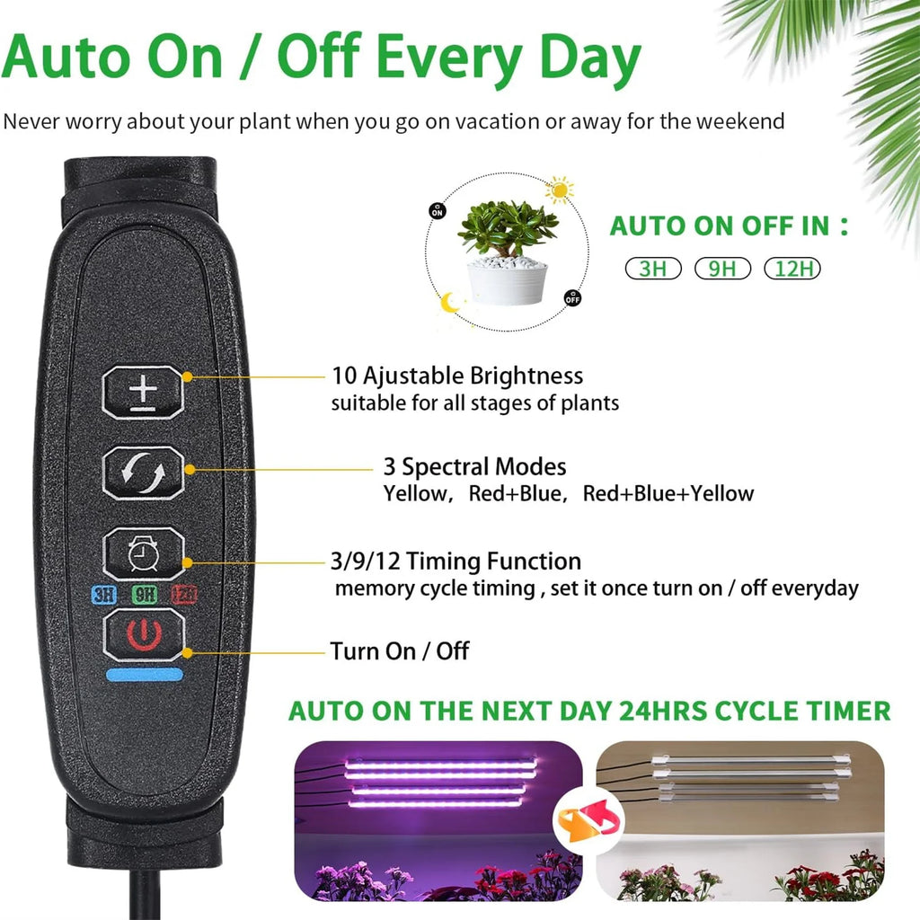 Lámpara LED de Cultivo USB 5V – 3 Colores, Regulable, Full Spectrum, Hidropónica