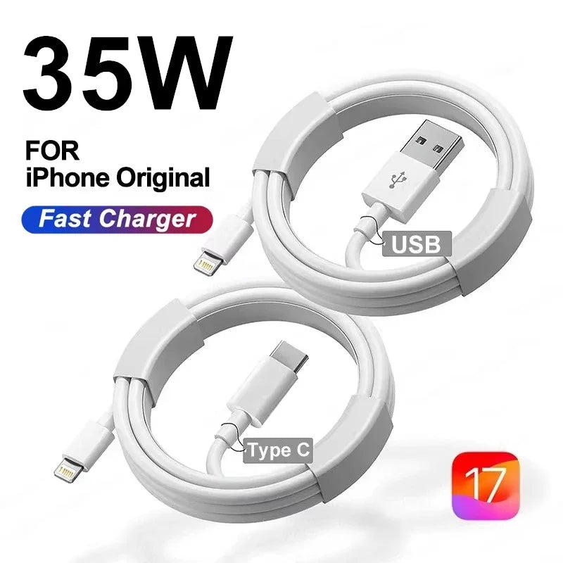 Cable Lightning iPhone Carga Rápida 3A – USB-A o USB-C | 1m, 1.5m, 2m