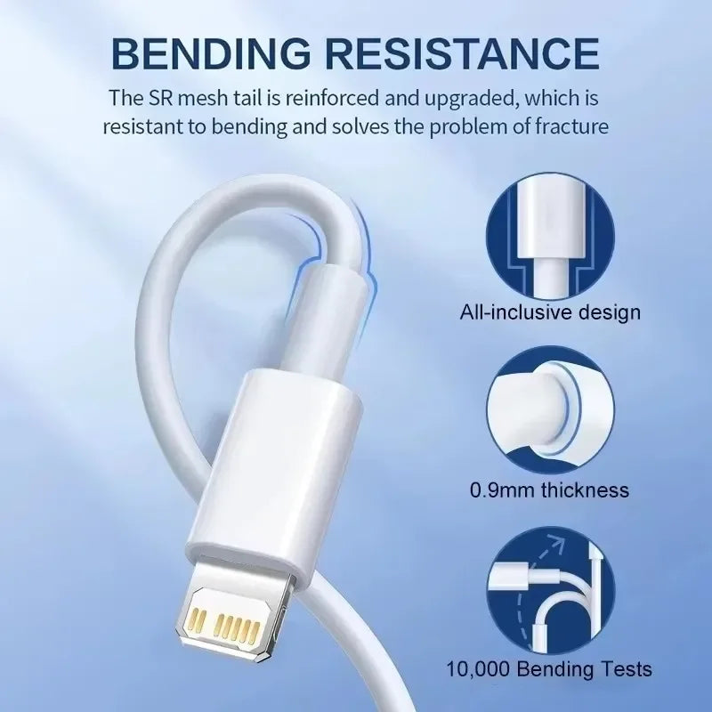 Cable Lightning iPhone Carga Rápida 3A – USB-A o USB-C | 1m, 1.5m, 2m