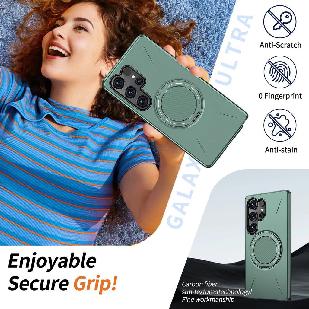 Funda con Soporte Magnético 360° para Samsung Galaxy S22-S25 – Antigolpes y Compatible con MagSafe